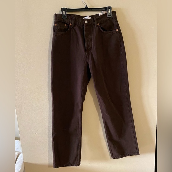 Zara: High Rise Straight Leg Jeans Chocolate - Picture 2 of 6